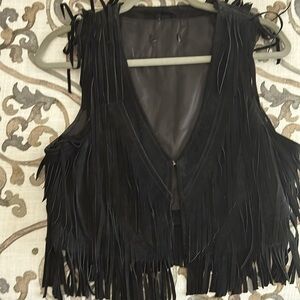 Rich black fringed vest.  Fringe front and back.